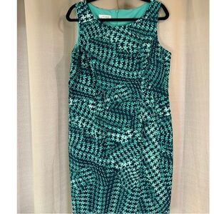 Kasper Teal and Black Midi Dress
